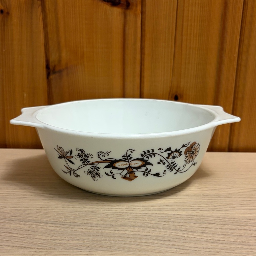 Vintage Pyrex Floral Patterned White Bowl